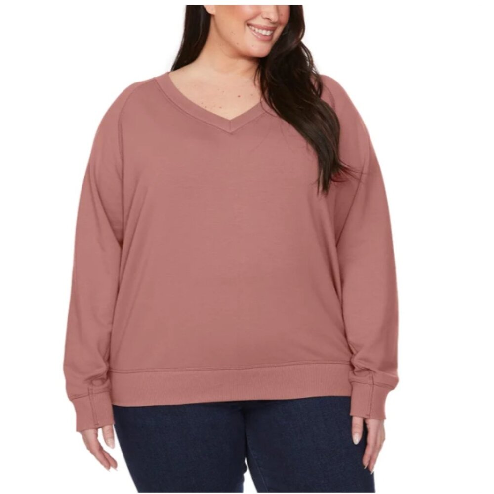 NWT Buffalo Women's Pink Fleece V-Neck Pullover Size XXL